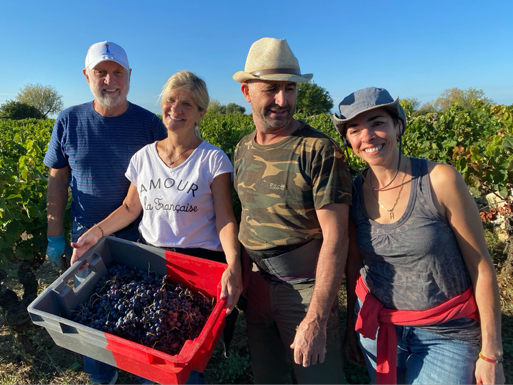 Carol and Steve join Winemakers Franck and Christine Avéla for last year’s harvest