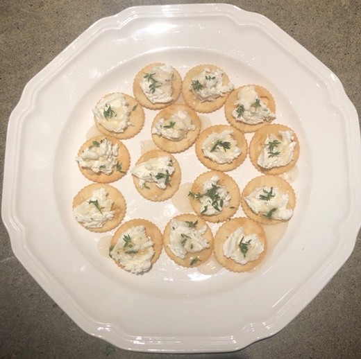 Whole Grain Crackers with Goat Cheese (Chevre), Fresh Thyme and Honey