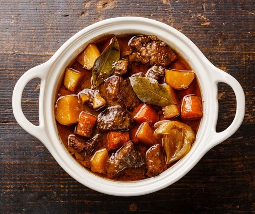 Beef Chestnut Stew with Potato Scallion Purée
