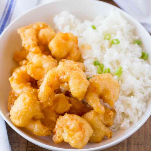 Tempura Fried Shrimp, Ginger-Chili Dipping Sauce and Jasmine Rice